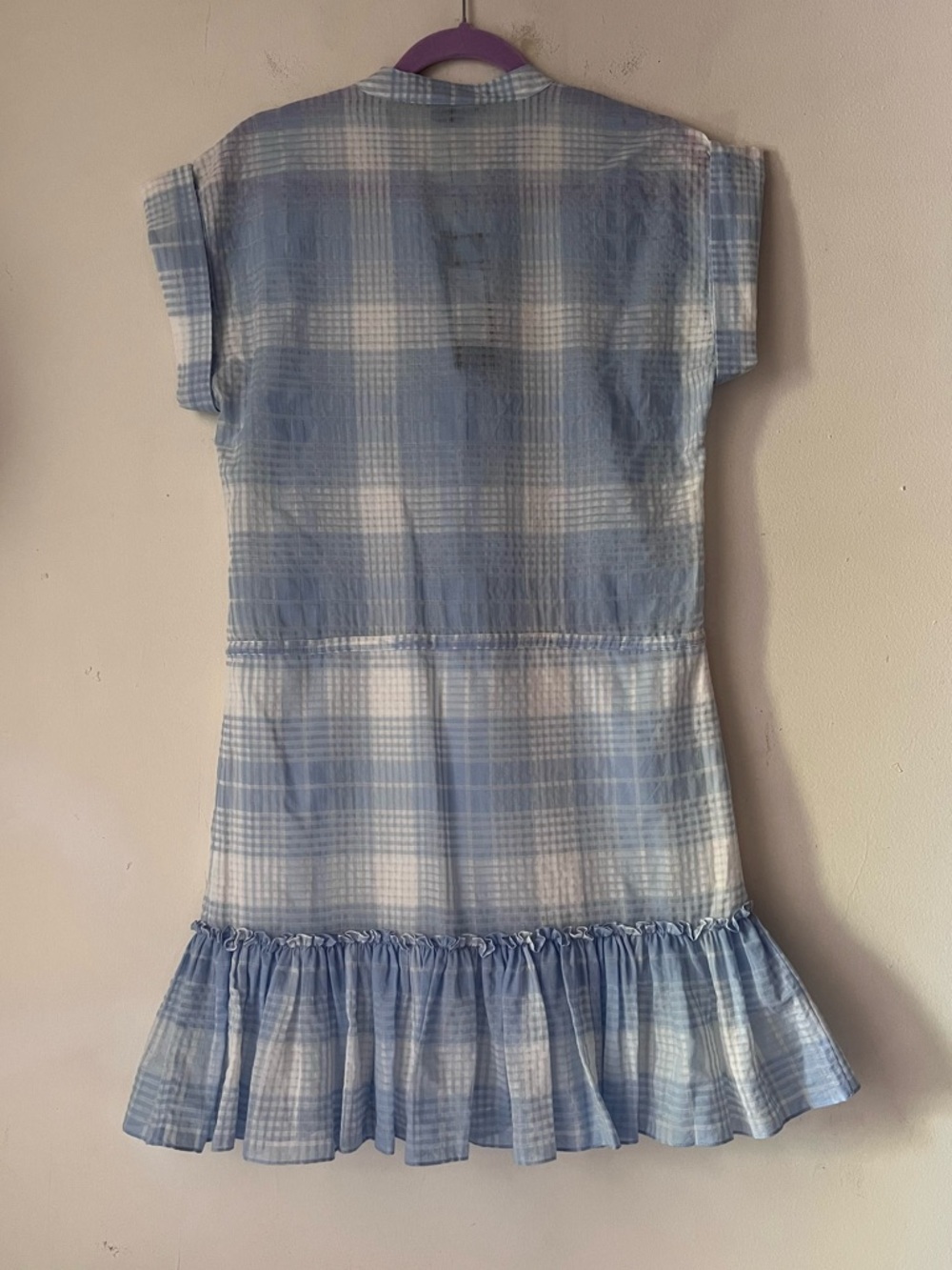 NWT Veronica Beard Hanne Sky White Mini Plaid Shirt Dress Size Small - Picture 2 of 14